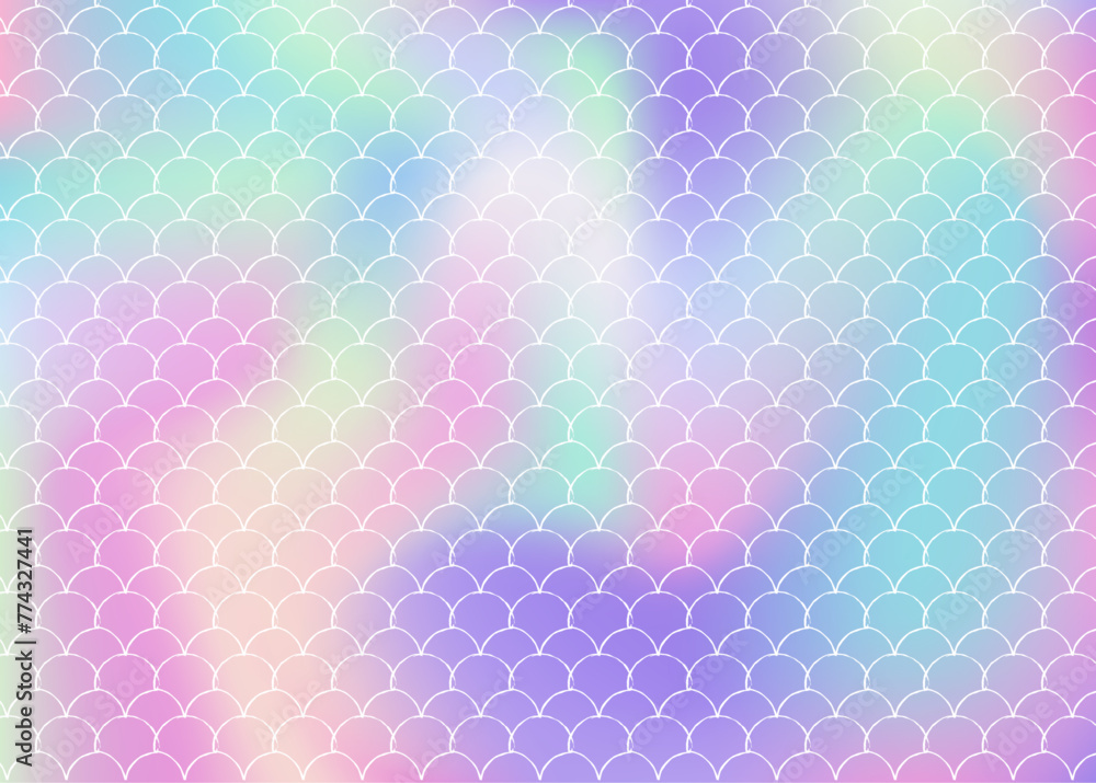 Gradient scale background with holographic mermaid. Bright color transitions. Fish tail banner and invitation. Underwater and sea pattern for girlie party. Spectrum backdrop with gradient scale. Gradient scale background with holographic mermaid. Bright color transitions. Fish tail banner and invitation. Underwater and sea pattern for girlie party. Spectrum backdrop with gradient scale.