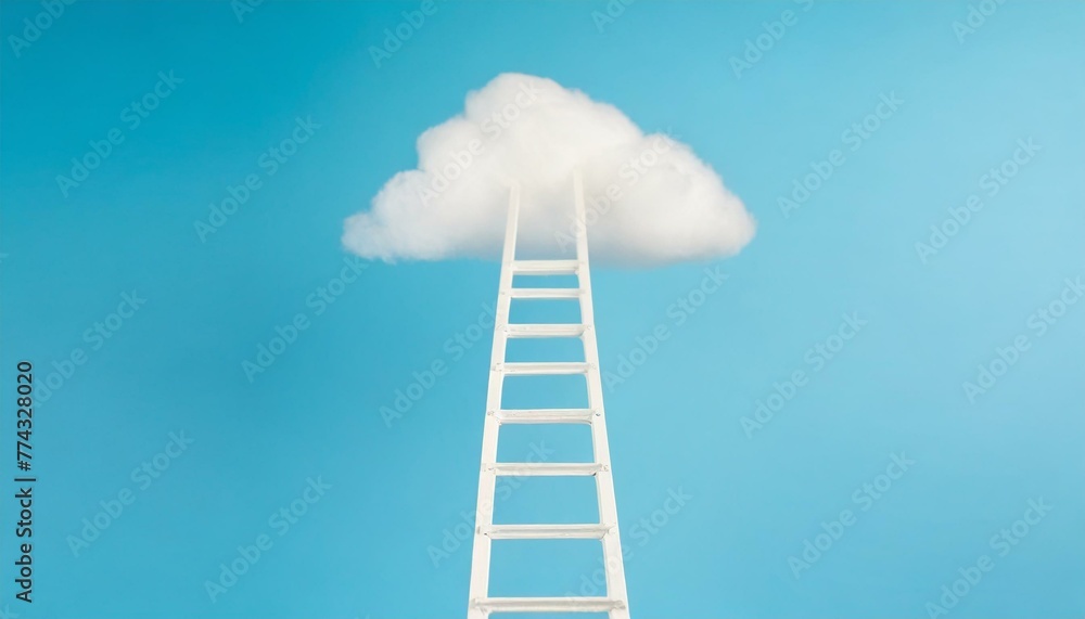ladder to the sky.Creative minimal business concept ladder to the sky.Creative minimal business concept