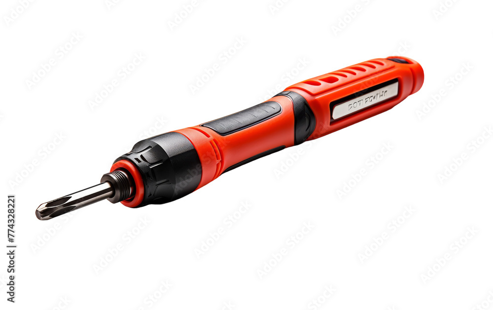 A red and black screwdriver on a white background A red and black screwdriver on a white background