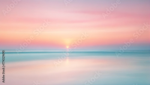 Abstract seascape at sunrise, soft pastel colours ocean, long exposure photo background