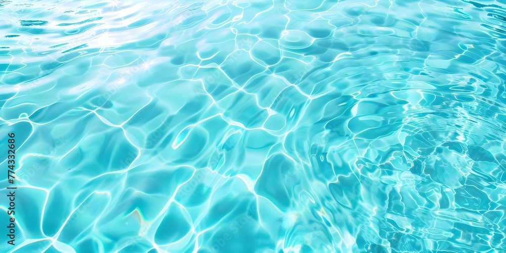Closeup of a rippling turquoise swimming pool with crystal clear waters. Concept Swimming Pool Photography, Rippling Waters, Clear Turquoise Pool, Closeup Shot