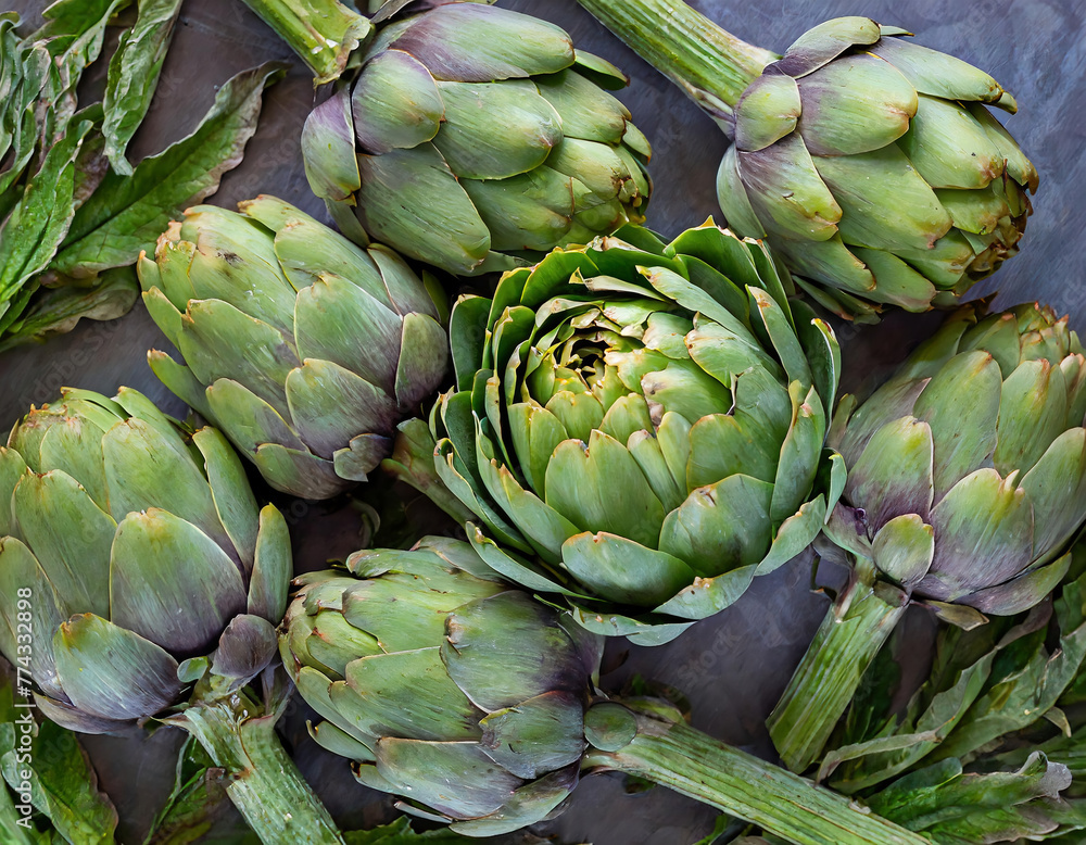 Obraz premium full frame green artichokes background