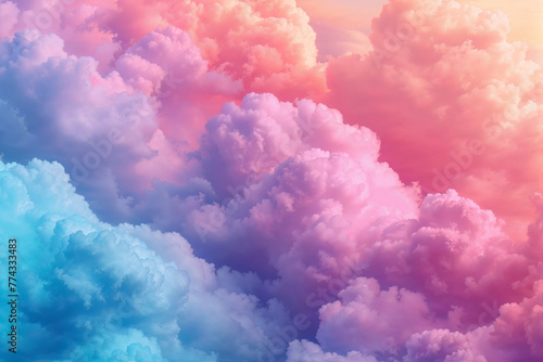 Rainbow Colorful Puffy Clouds Sky