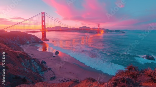 Beautiful view of Bridge in pastel colors. Concept, travel,