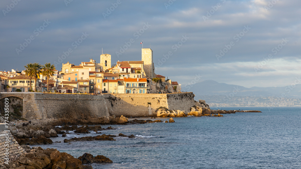 French riviera with the medieval old town of Antibes Juan Les Pins in France