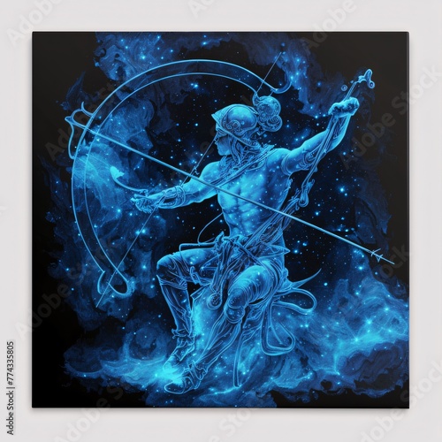 Zodiac sign Sagittarius. Zodiac constellation. Horoscope and astrology background photo