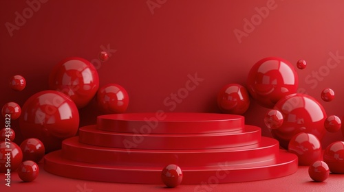 Red Room With Round Object