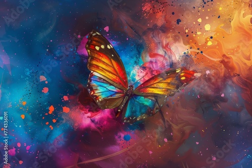 Abstract Artistic Butterfly in a Cosmic Spray Paint Ambience © Bernardo