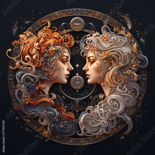 Virgo, Gemini, Libra. 3D rendering