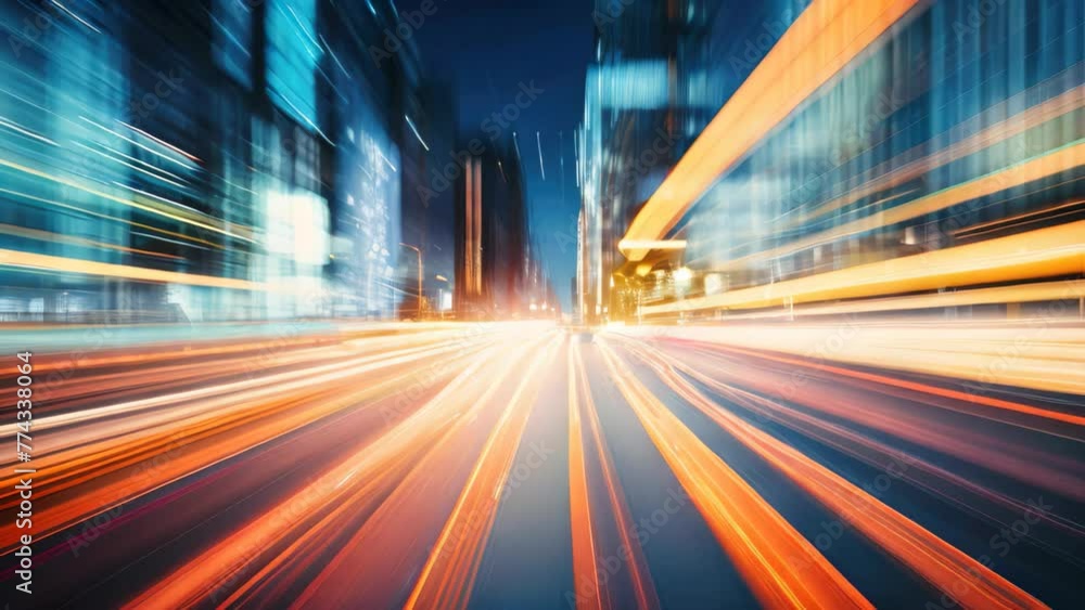moving car with blur light through city at night,shanghai china, blurred traffic background banner at night, AI Generated moving car with blur light through city at night,shanghai china, blurred traffic background banner at night, AI Generated