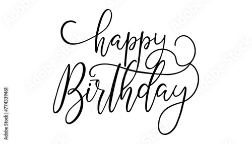 Happy Birthday. greeting card scratched calligraphy black text . Hand drawn invitation print design. Handwritten modern brush lettering white background isolated vector