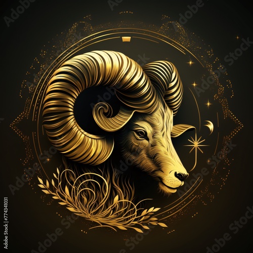 A gold ram with a star in the eye