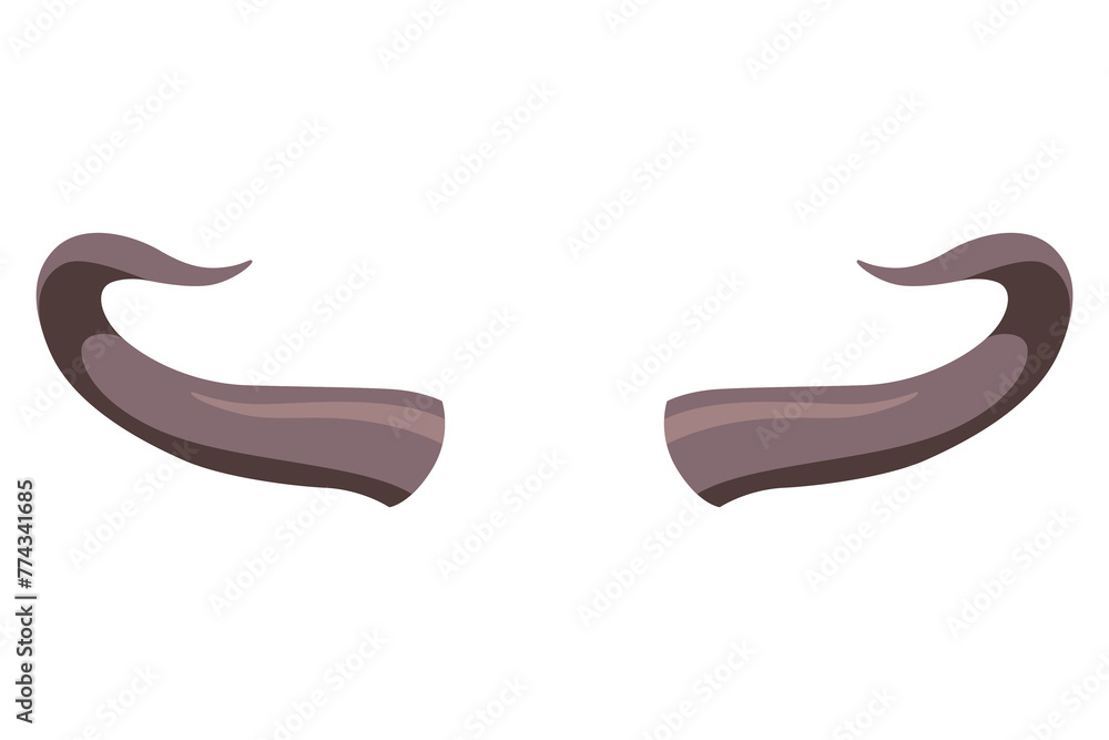 Horns. Hunting trophy. Vector horned wild animal. Pairs of antlers. Vector illustration of hunted animal, wildlife decoration concept Horns. Hunting trophy. Vector horned wild animal. Pairs of antlers. Vector illustration of hunted animal, wildlife decoration concept