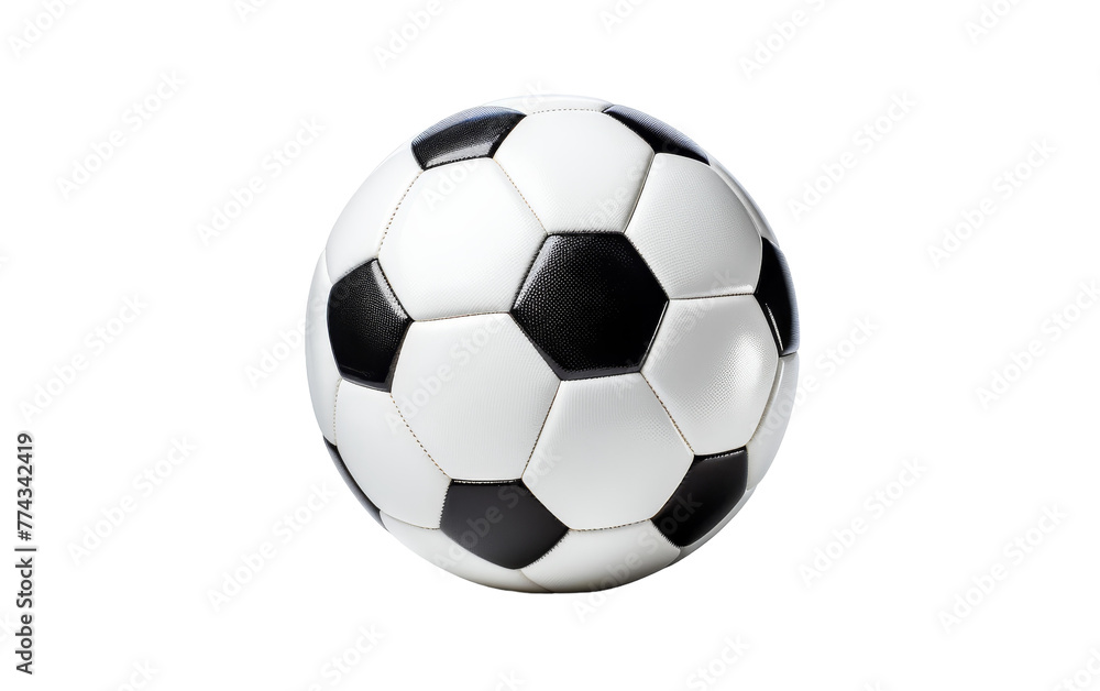 A black and white soccer ball contrasts on a white background, creating a striking visual composition A black and white soccer ball contrasts on a white background, creating a striking visual composition