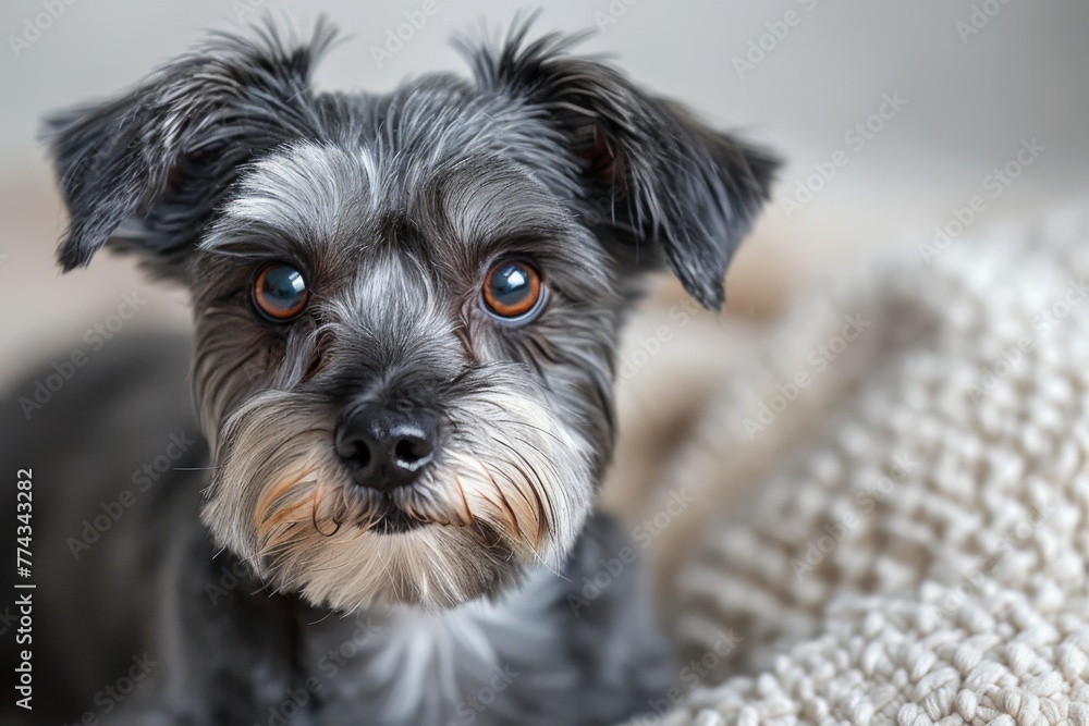 Cozy Companionship: Miniature Schnauzer's Gentle Gaze Cozy Companionship: Miniature Schnauzer's Gentle Gaze