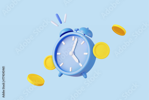 3D Alarm Clock and Coins.
