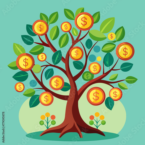 Money Tree, Vector graphics element silhouette illustration