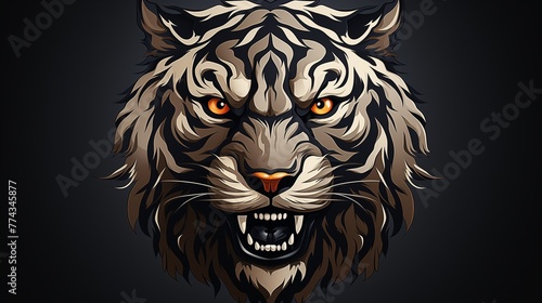A minimalistic logo icon of a majestic tiger.