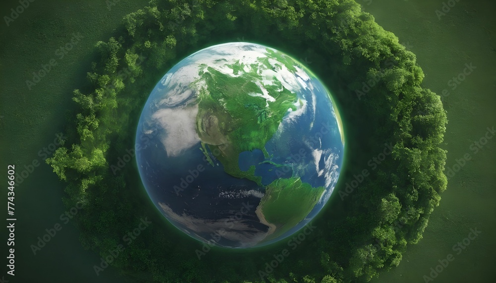 Fototapeta premium Earth place on Go Green Background Earth Day concept background wallpaper created with generative ai.