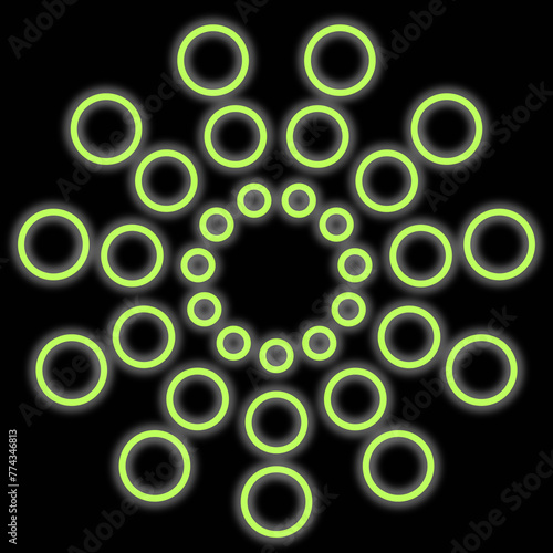 Green-yellow circle design with glow effect on black background