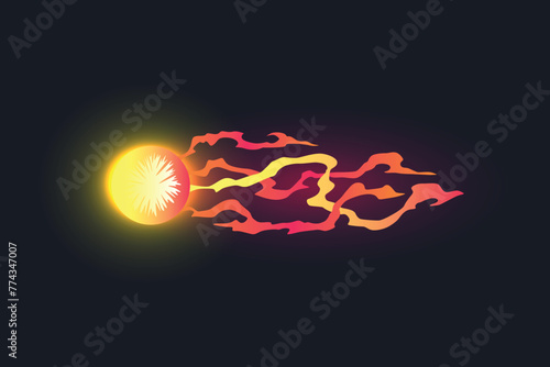 Cartoon laser gun beam. Alien combat weapon rays. Futuristic shot effect. Destructive plasma flow. Bomb blaster attack explosion. Vector game element
