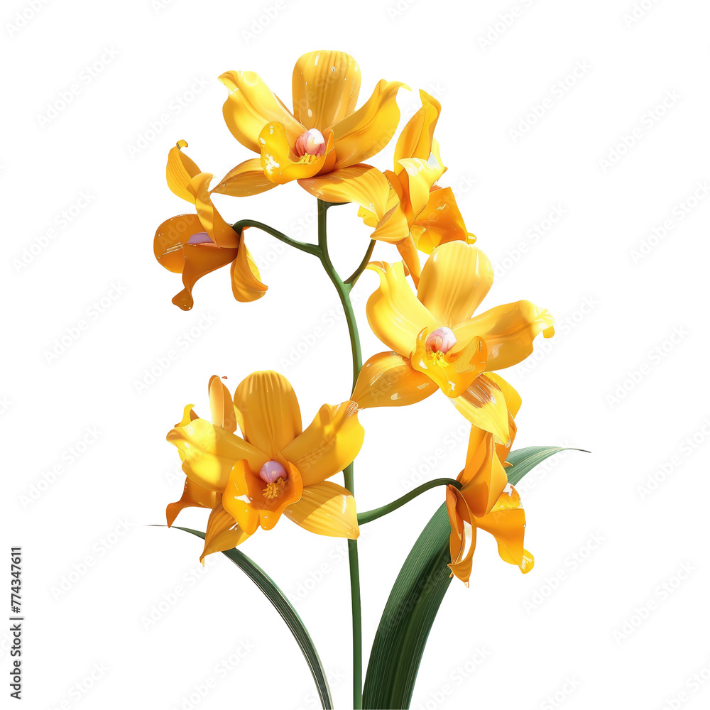 Yellow flowers in a vase on a Transparent Background Yellow flowers in a vase on a Transparent Background
