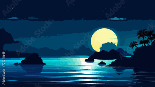 Moonlight Reflection on Water vector illustration 2d