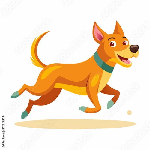Cute Happy Running Dog, Vector graphics element silhouette illustration