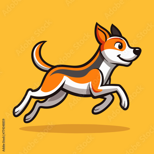 Cute Happy Running Dog, Vector graphics element silhouette illustration