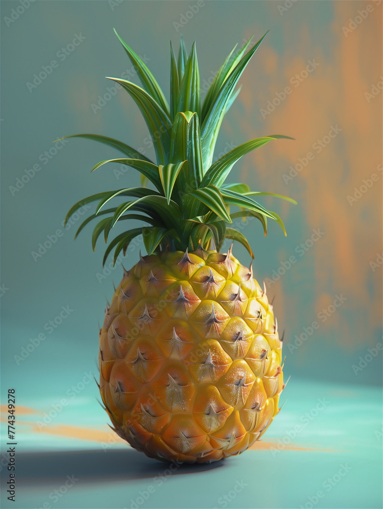 Pineapple on the blue background.