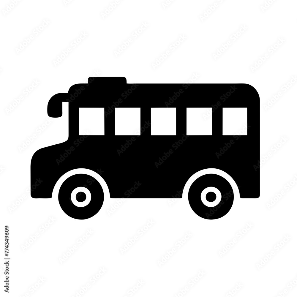 School bus transportation vehicle flat vector icon on a Transparent Background