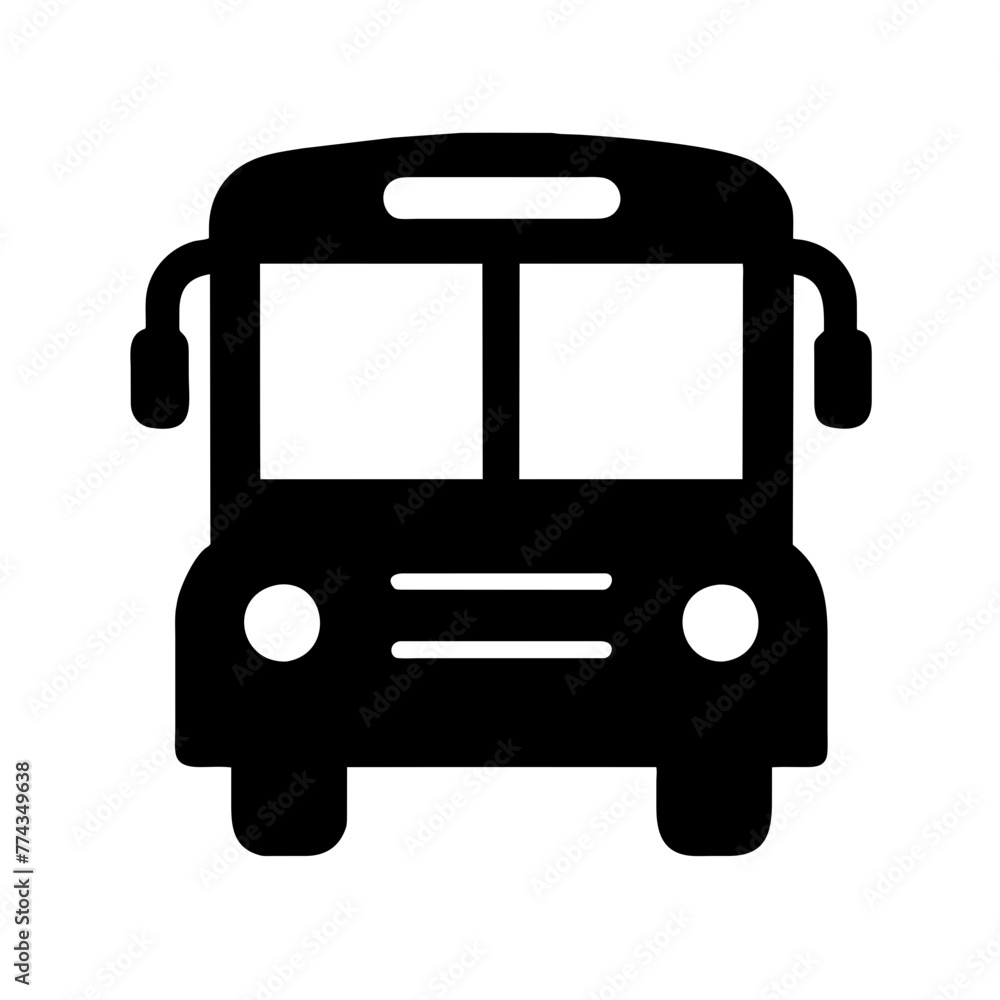 School bus transportation vehicle flat vector icon on a Transparent Background School bus transportation vehicle flat vector icon on a Transparent Background
