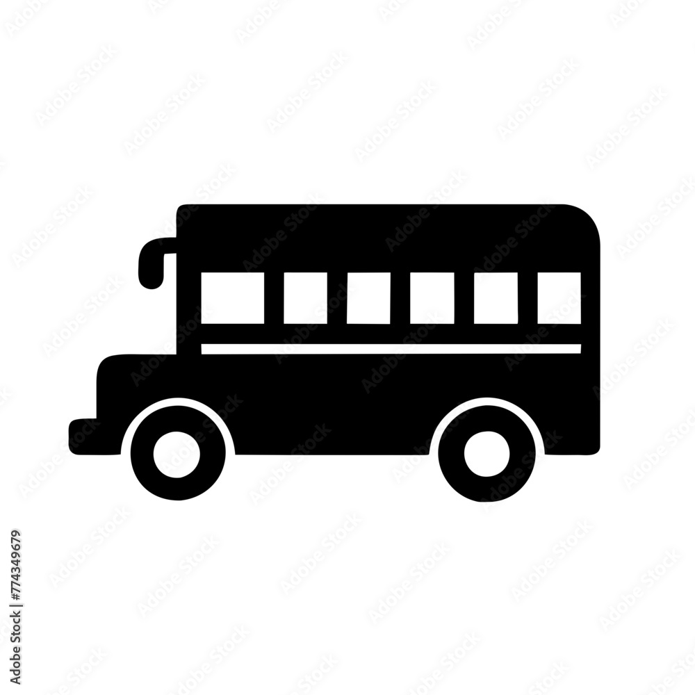 School bus transportation vehicle flat vector icon on a Transparent Background School bus transportation vehicle flat vector icon on a Transparent Background