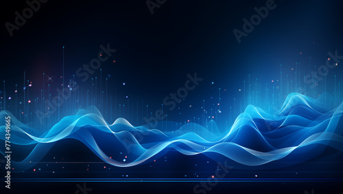 Futuristic Waves showing evolved IT Technology Background, Abstract Data technology blue background photo