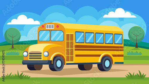 School bus transportation vehicle flat vector icon