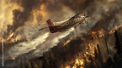 Obraz na płótnie
The plane putting out the fire of forest by water discharge.
w salonie