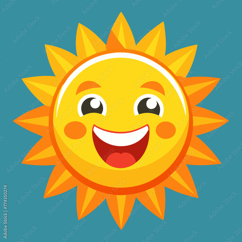 Smiling Summer Sun Emoticon, Vector graphics element silhouette illustration