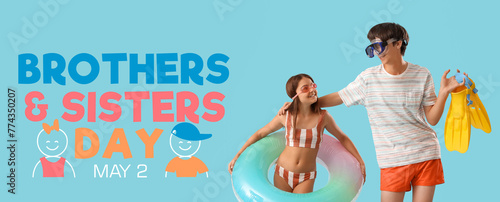 Cute children with inflatab...
