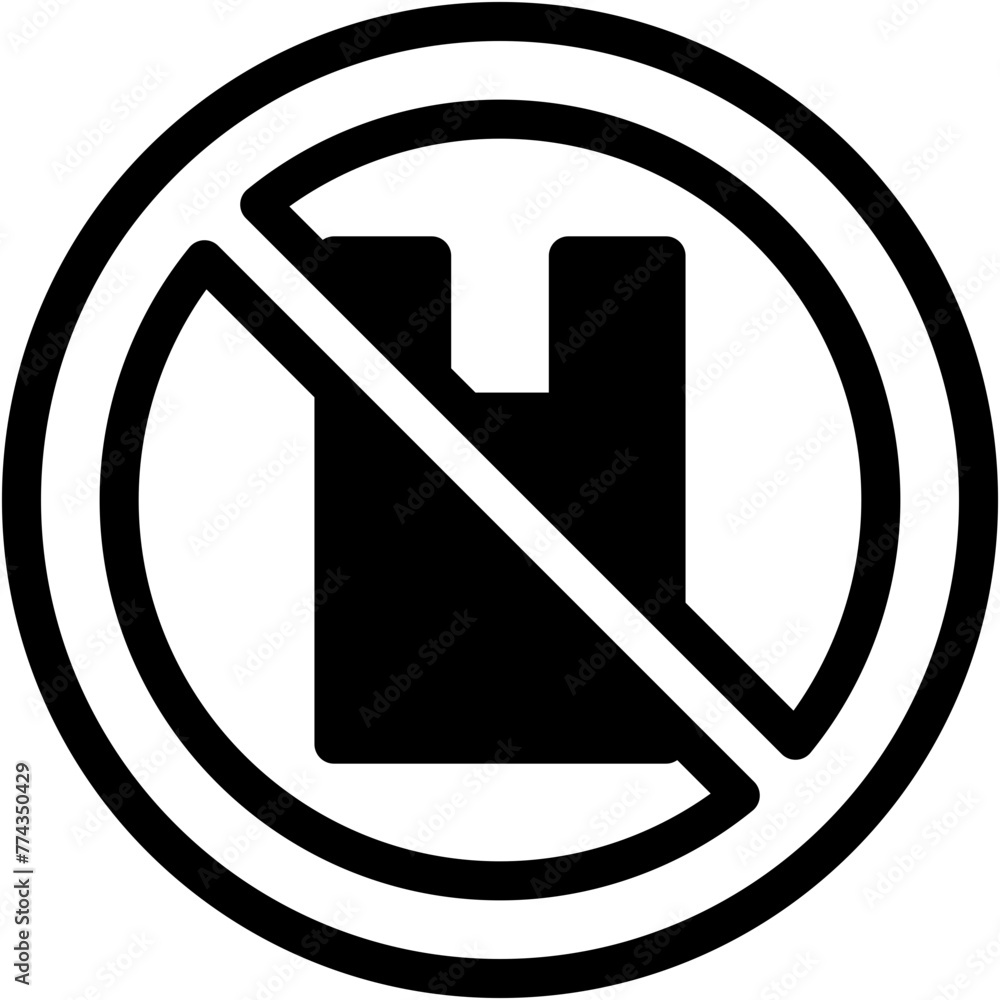 No Plastic Bags, Single Use, No Plastic, Ecology and Environment, Signaling, Forbidden Icon No Plastic Bags, Single Use, No Plastic, Ecology and Environment, Signaling, Forbidden Icon