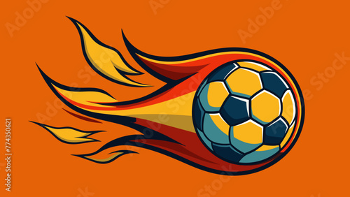 Soccer Ball with Flames Trailing Behind, Vector graphics element silhouette illustration