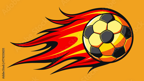 Soccer Ball with Flames Trailing Behind, Vector graphics element silhouette illustration