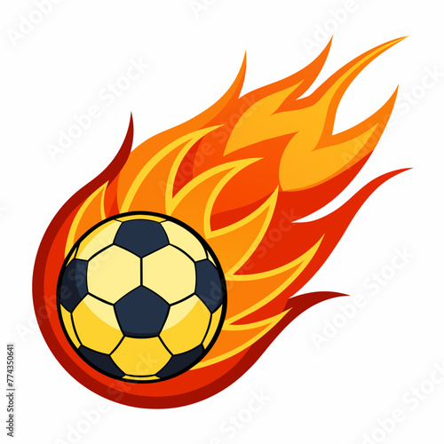 Soccer Ball with Flames Trailing Behind, Vector graphics element silhouette illustration