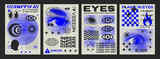 Set Of Cool Y2k Acid Posters Vector Design. Collection of Futuristic Cyberpunk Illustrations. Eye Halftone Design.