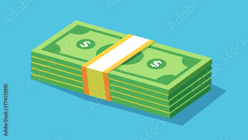 Stack of Dollar paper cash bundle heap bills flat vector Design