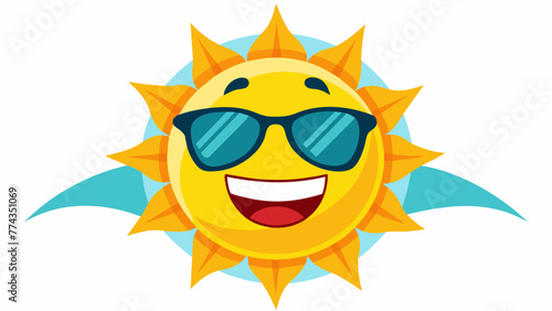 Summer Cute smiley Sun with Sunglasses Silhouette Vector Graphics element illustration