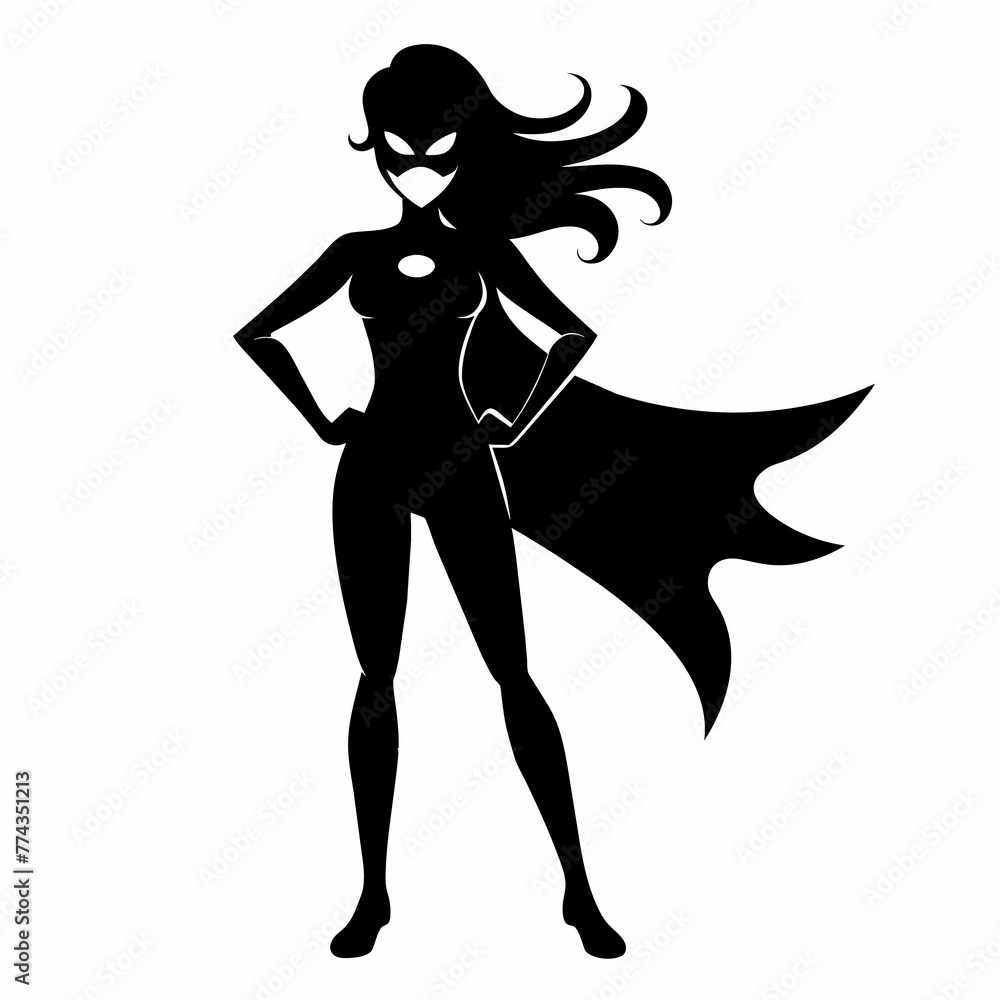 Superhero Woman Silhouette Vector Graphics element illustration Superhero Woman Silhouette Vector Graphics element illustration