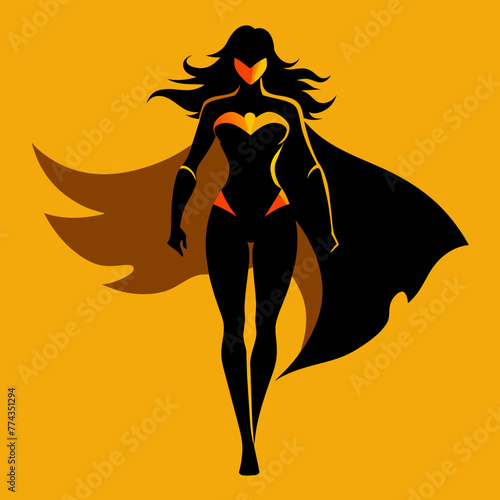 Superhero Woman Silhouette Vector Graphics element illustration