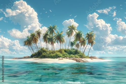 A tropical island on a modern background