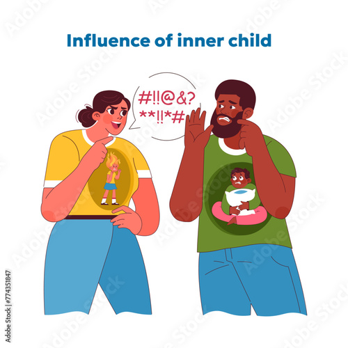Inner child impact concept. Vector illustration