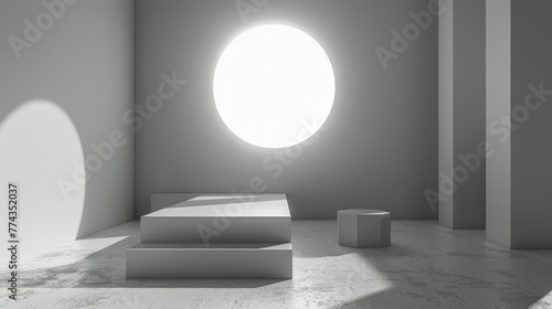 Room With Plant and Round Light
